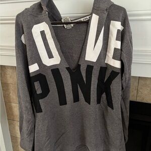 Victoria's Secret PINK Charcoal Gray Hoodie with Logo Trim